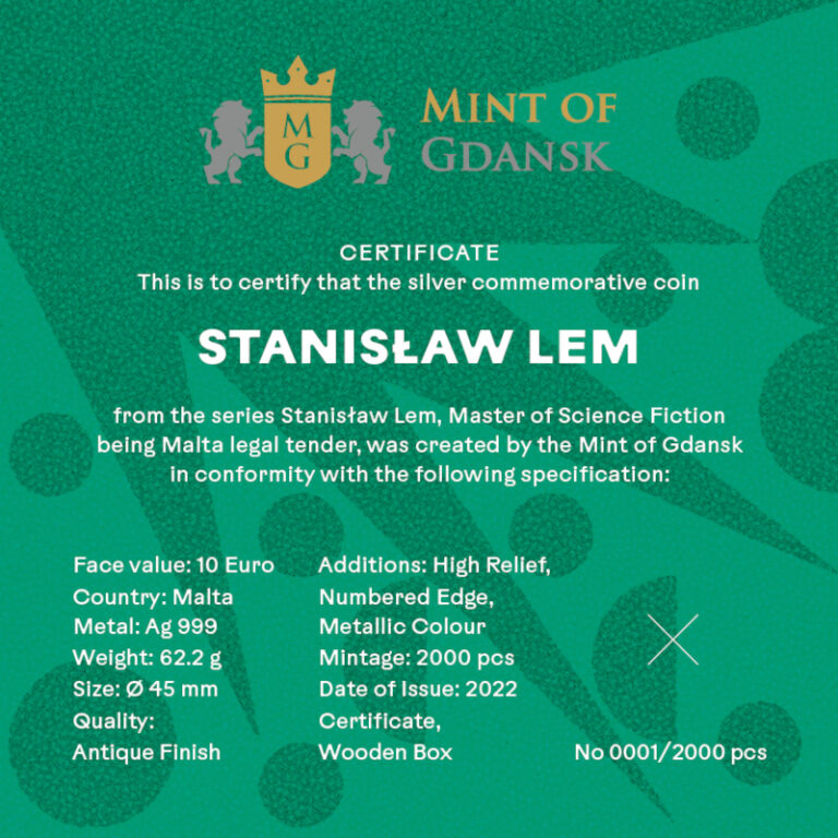 Stanisław Lem 2 oz certyfikat