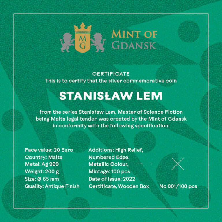 Stanisław Lem 200 g certyfikat
